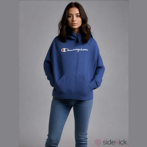 Champion Classic Navy Blue Hood Sweatshirt Size S